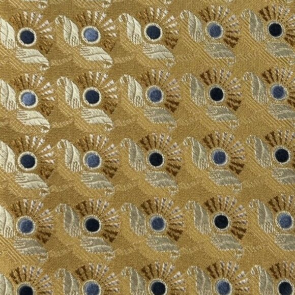 Ermenegildo Zegna Gold Sunburst Metallic Textured Silk Neck Tie Ornate Italy - Picture 3 of 5